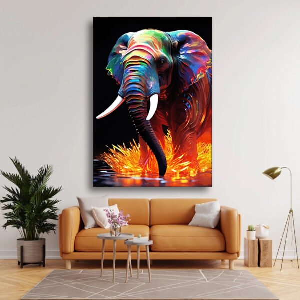 Ambiant Color Texture and Orange Sparkle Elephant Painting
