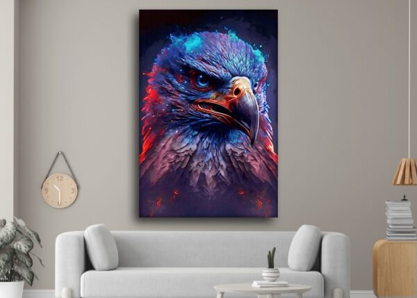 Bird Ambient Blue and Cosmic red Painting Art Design