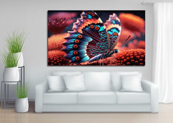 Butterfly With Bright Blue Orange Wings
